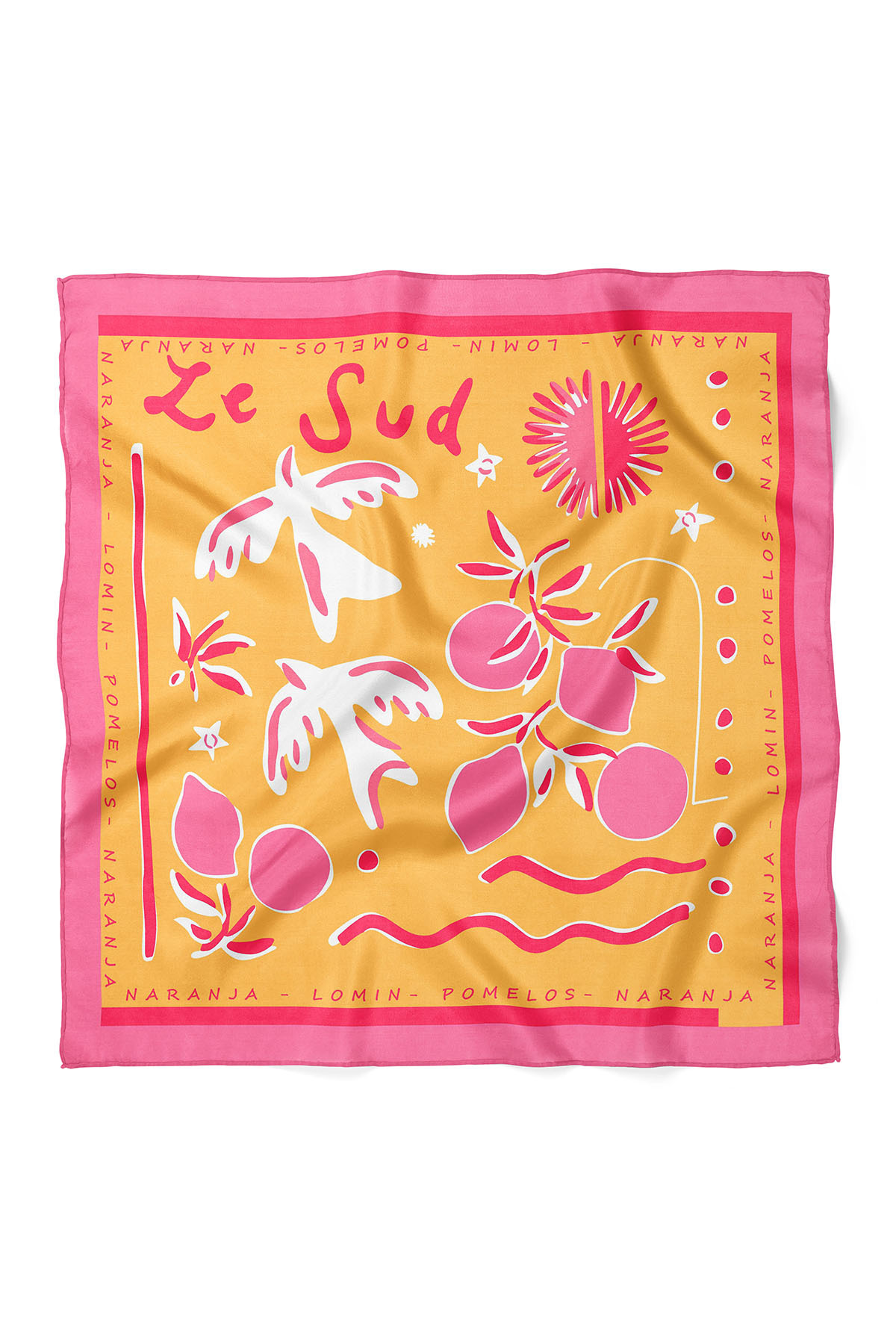 Kuş ve Meyve Desen Bandana Fular 50 x 50 Cm