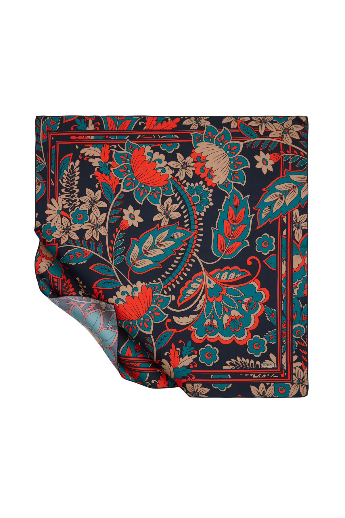 Lacivert Asi Sarmaşık Tivil İpek Eşarp