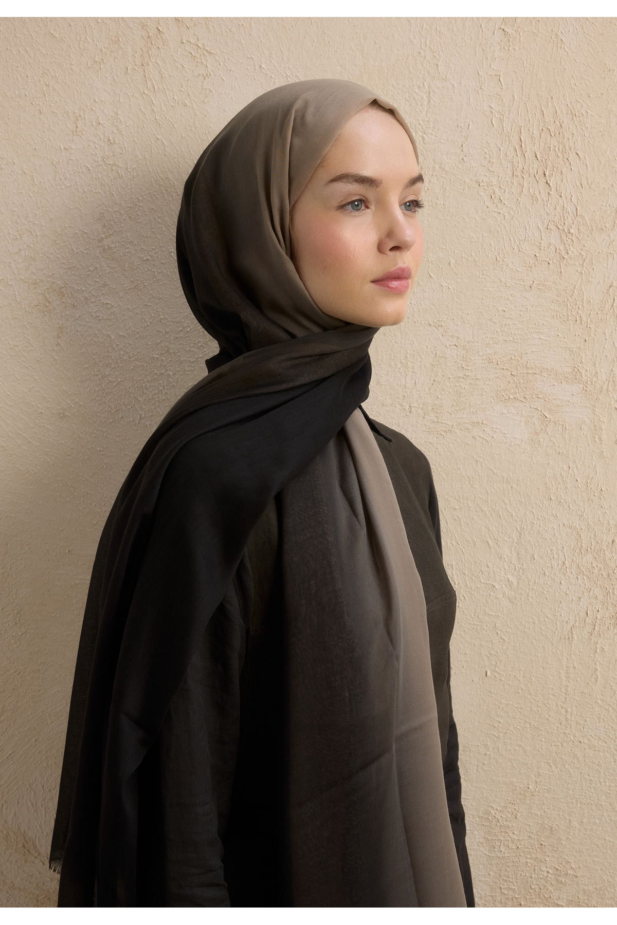 MODAL DEGRADE ŞAL SİYAH-VİZON