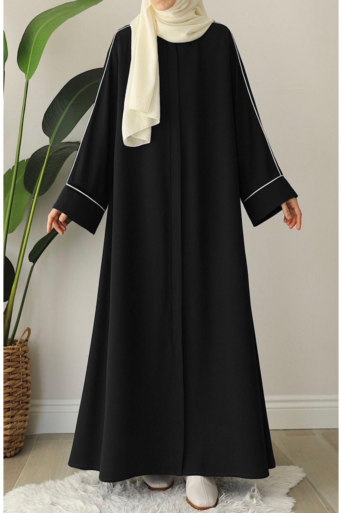 Ahu Biyeli Abaya Ferace Siyah