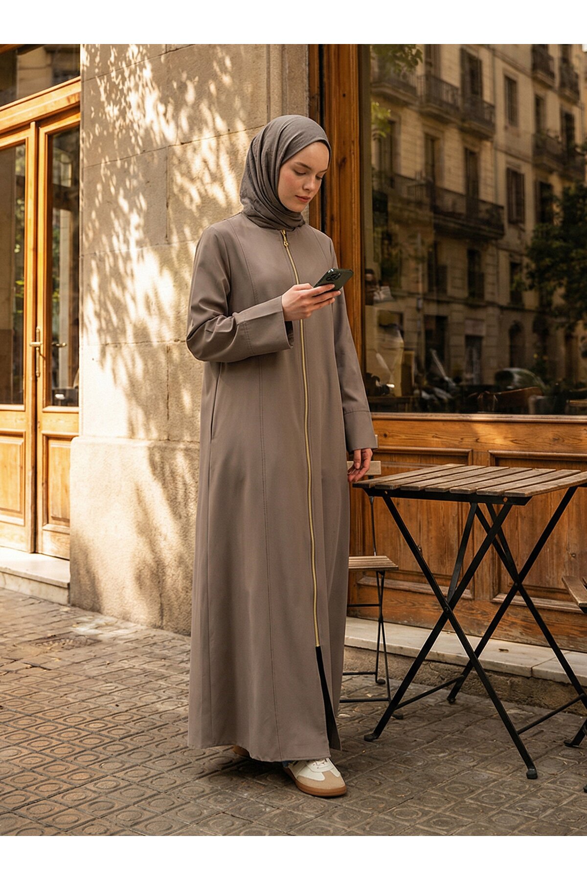 Fermuarlı Kap / Pardesü - Vizon - kahve - Refka