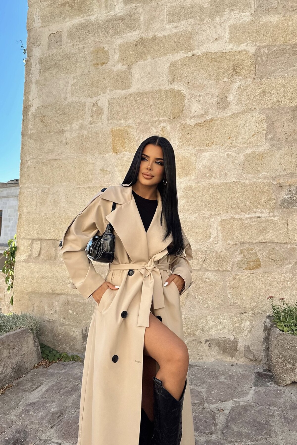 Ravena Kuşak Detay Trenckot TNS-4411