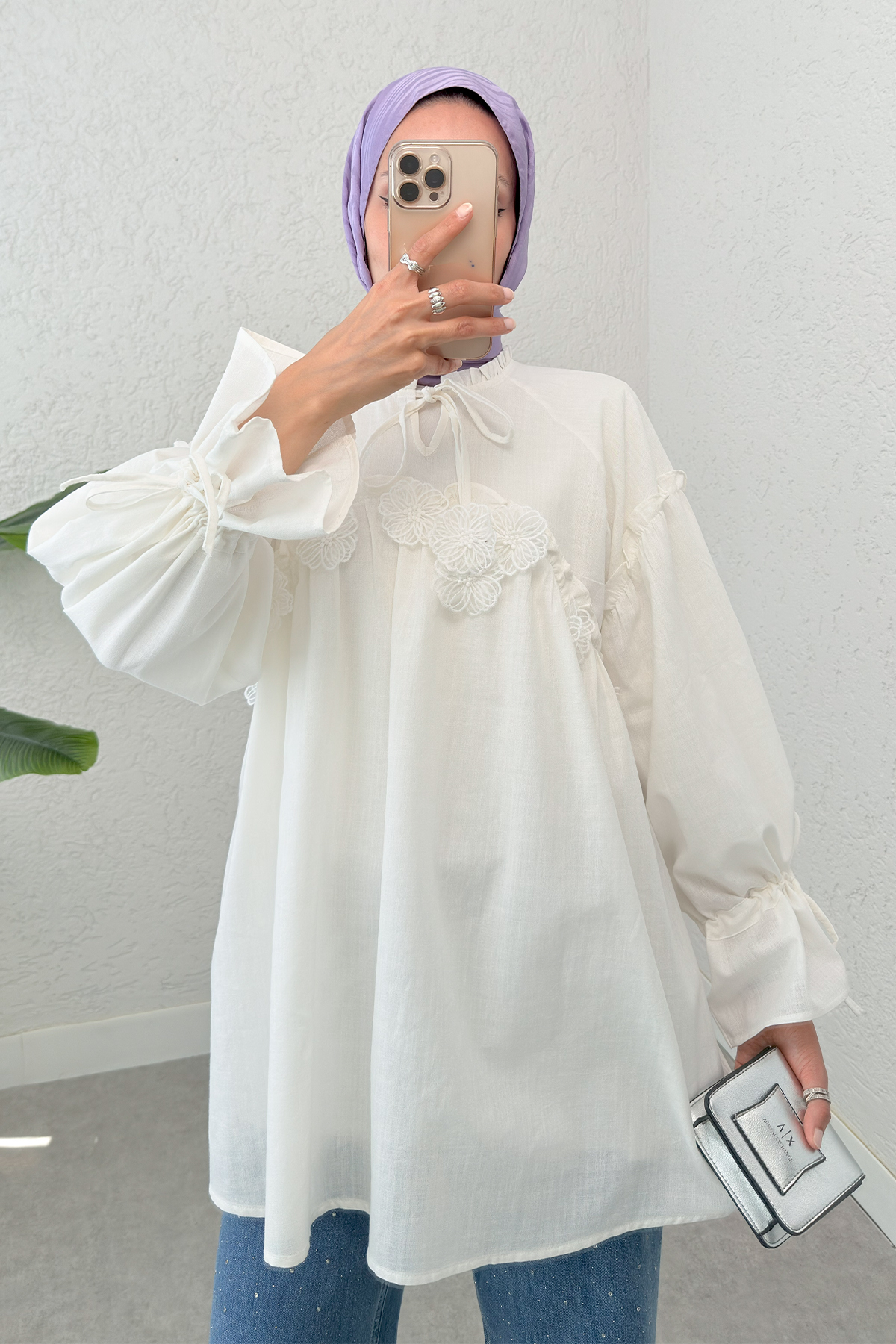 Brode Detaylı Tunik 2311 - KREM