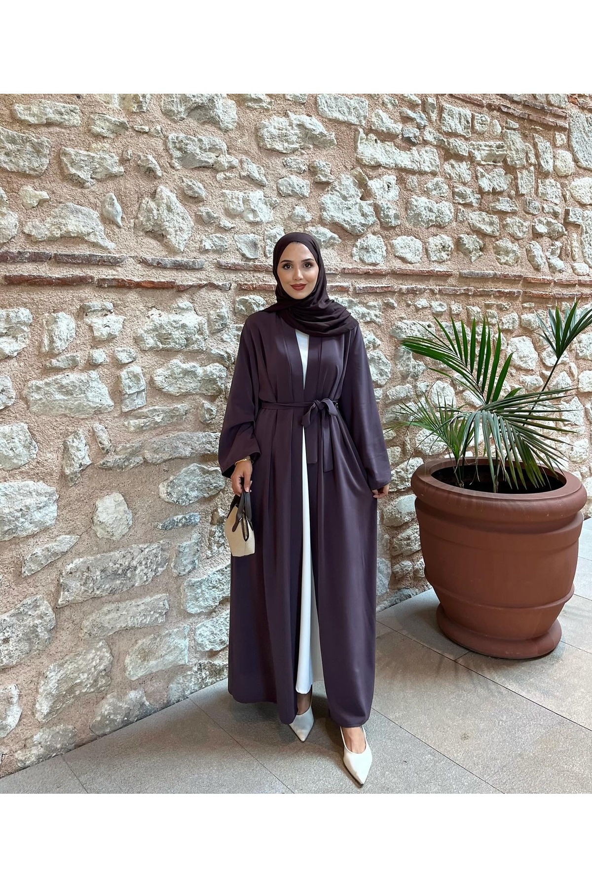 ACI KAHVE TASARIM ABAYA ÇİFT KOL