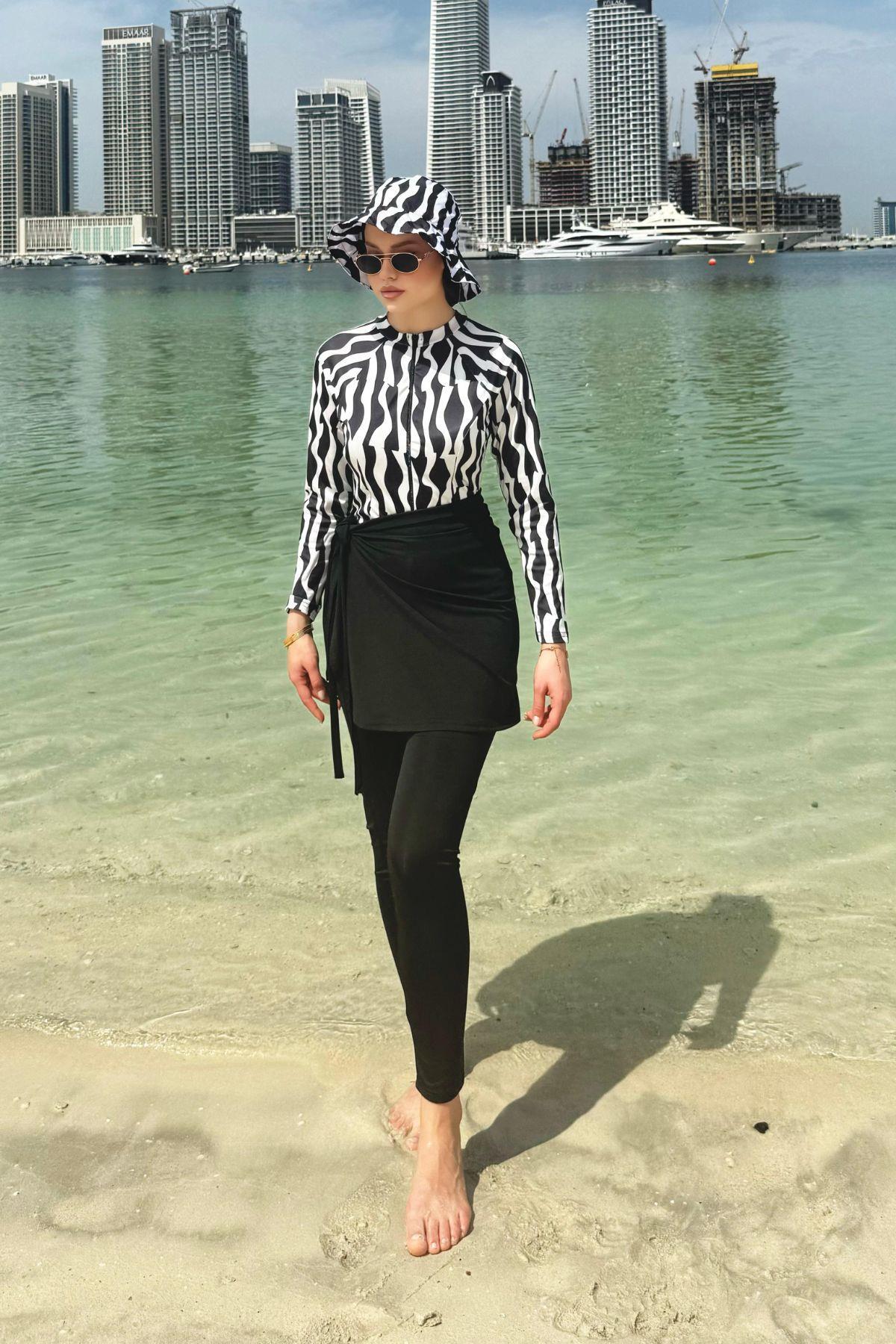 3Lü Tesettür Mayo Takım Zebra