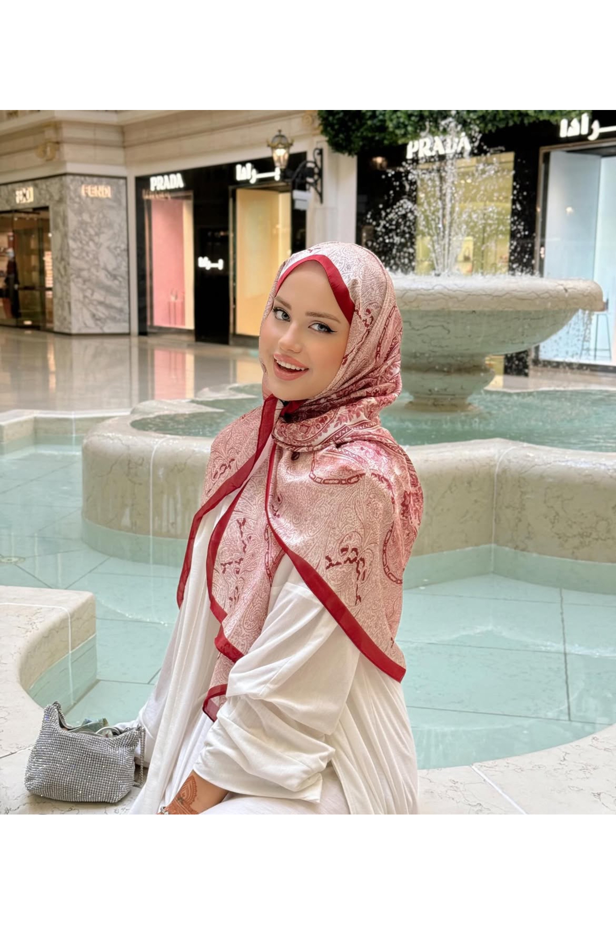 İthal Vual İpek Kırmızı şal 75x180 cm