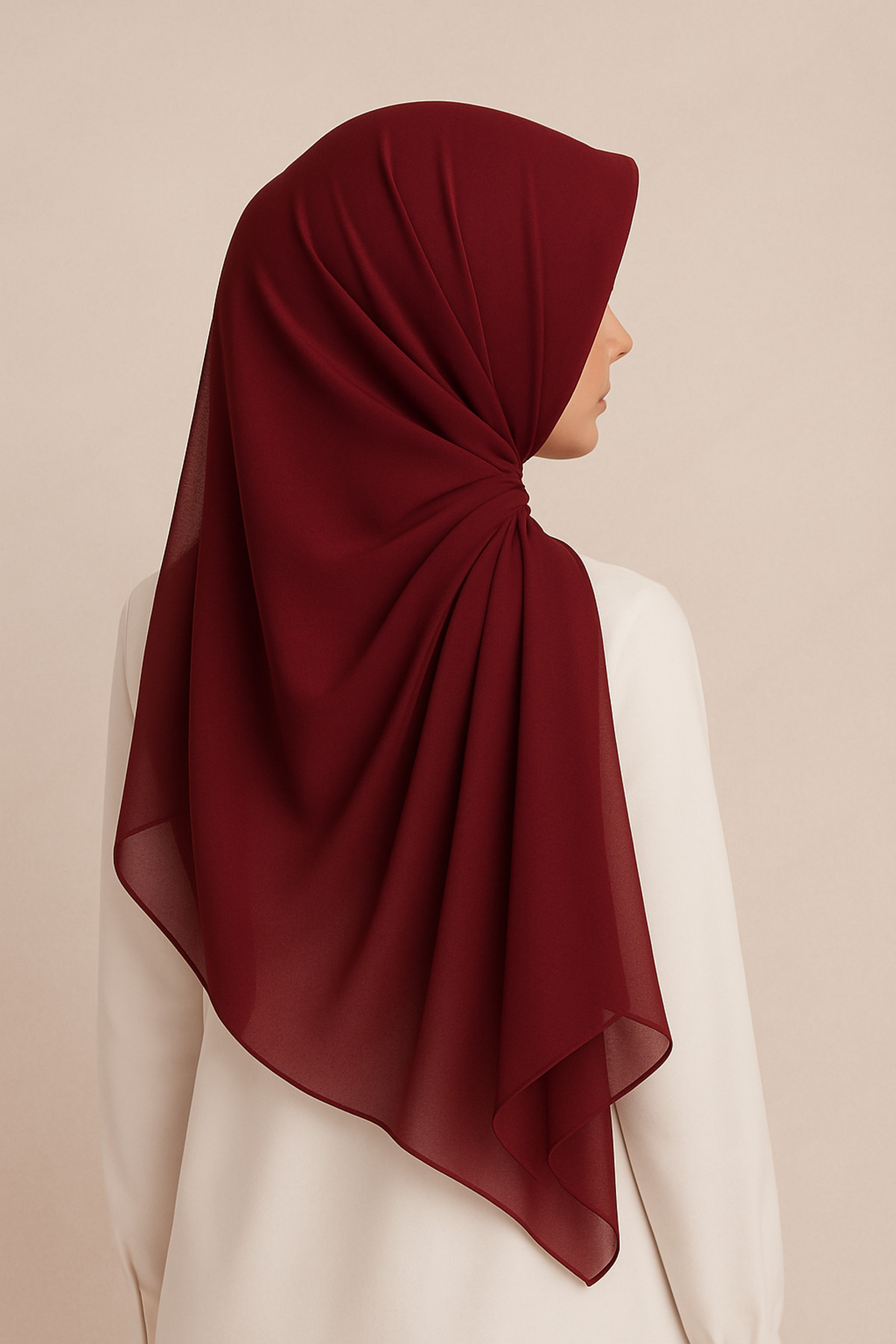 Bordo Düz Renk Şifon Şal 70x180 cm Hafif İnce Yazlık Başörtüsü