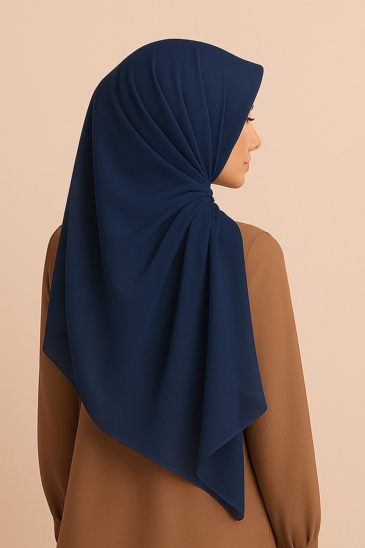 Lacivert Düz Renk Şifon Şal 70x180 cm Hafif İnce Yazlık Başörtüsü