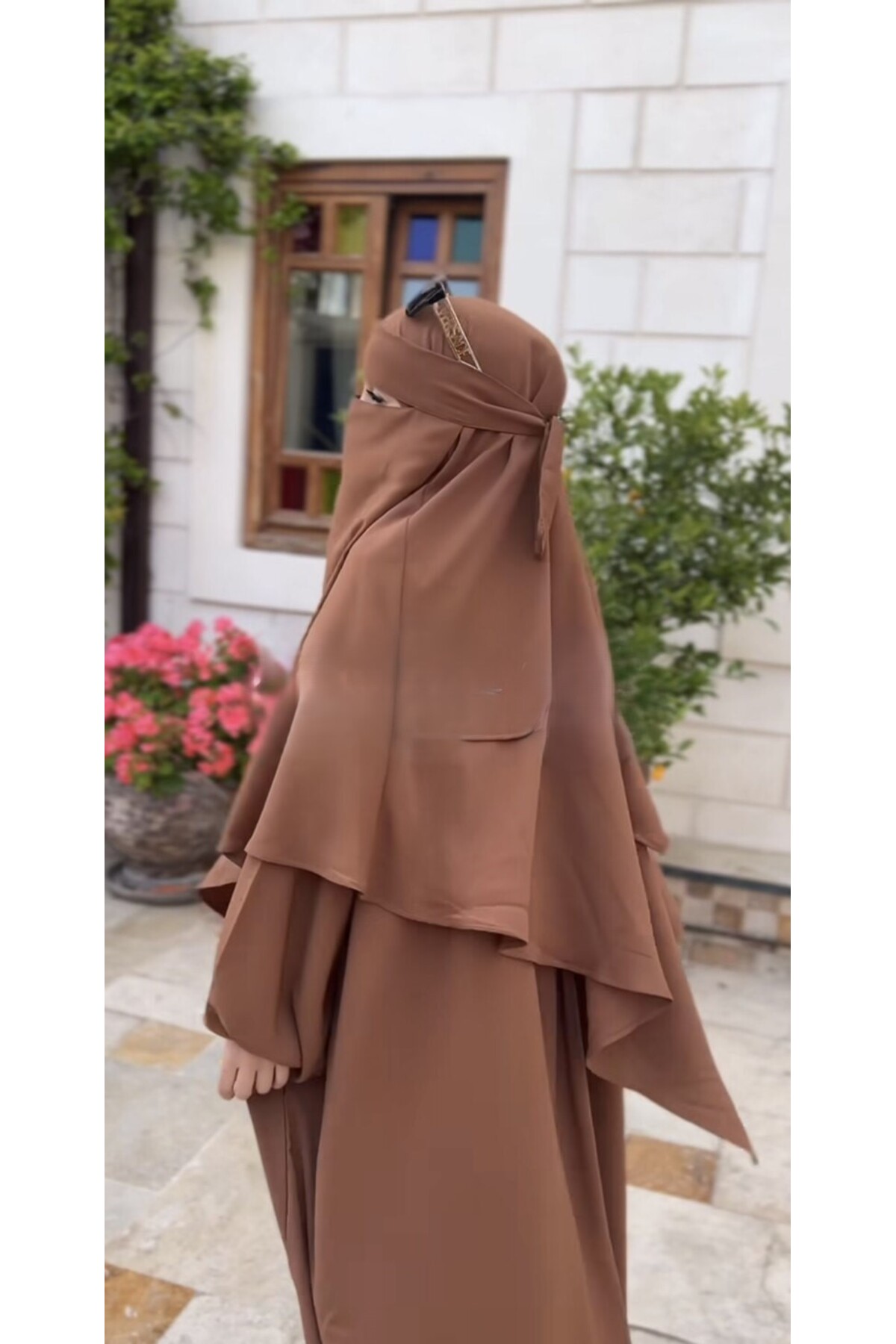 Ferace Tesettür Hac Umre 3 Parça Elbise Sufle Peçe Modern Salaş Hac Umre Standart Açelya Takım