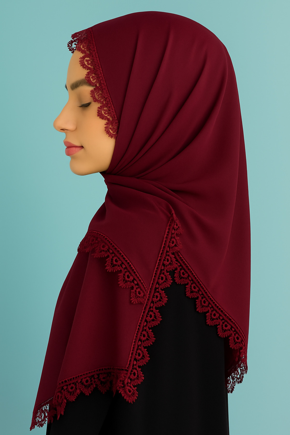 Kadın Anne Şifon Dantelli Iğne Oyalı Tesettür Namaz Mevlüt Örtüsü Abiye Şal 70x150