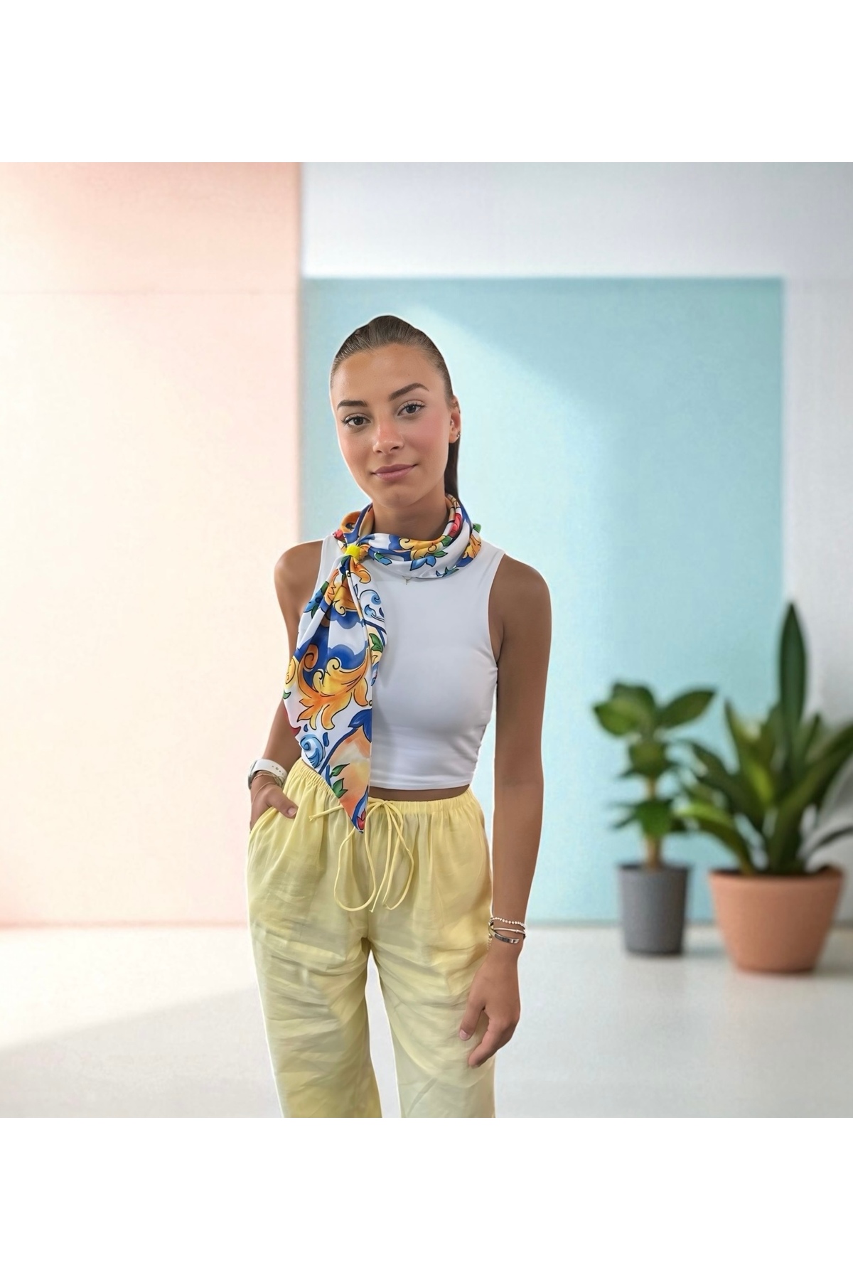 Güneşli Venedik Desen 3gen Tasarım Fular / Bandana