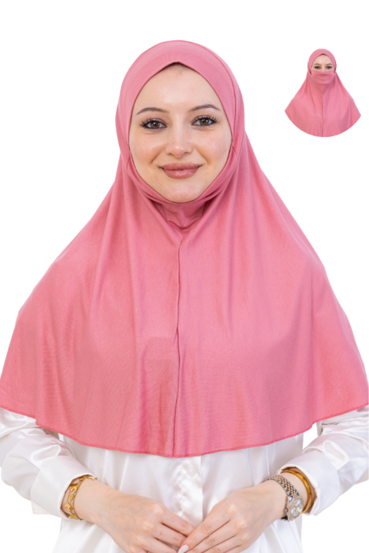 Hazır Başörtüsü Pratik İslami Giyim Penye Peçeli Türban Namaz İçin Yumuşak Eşarp