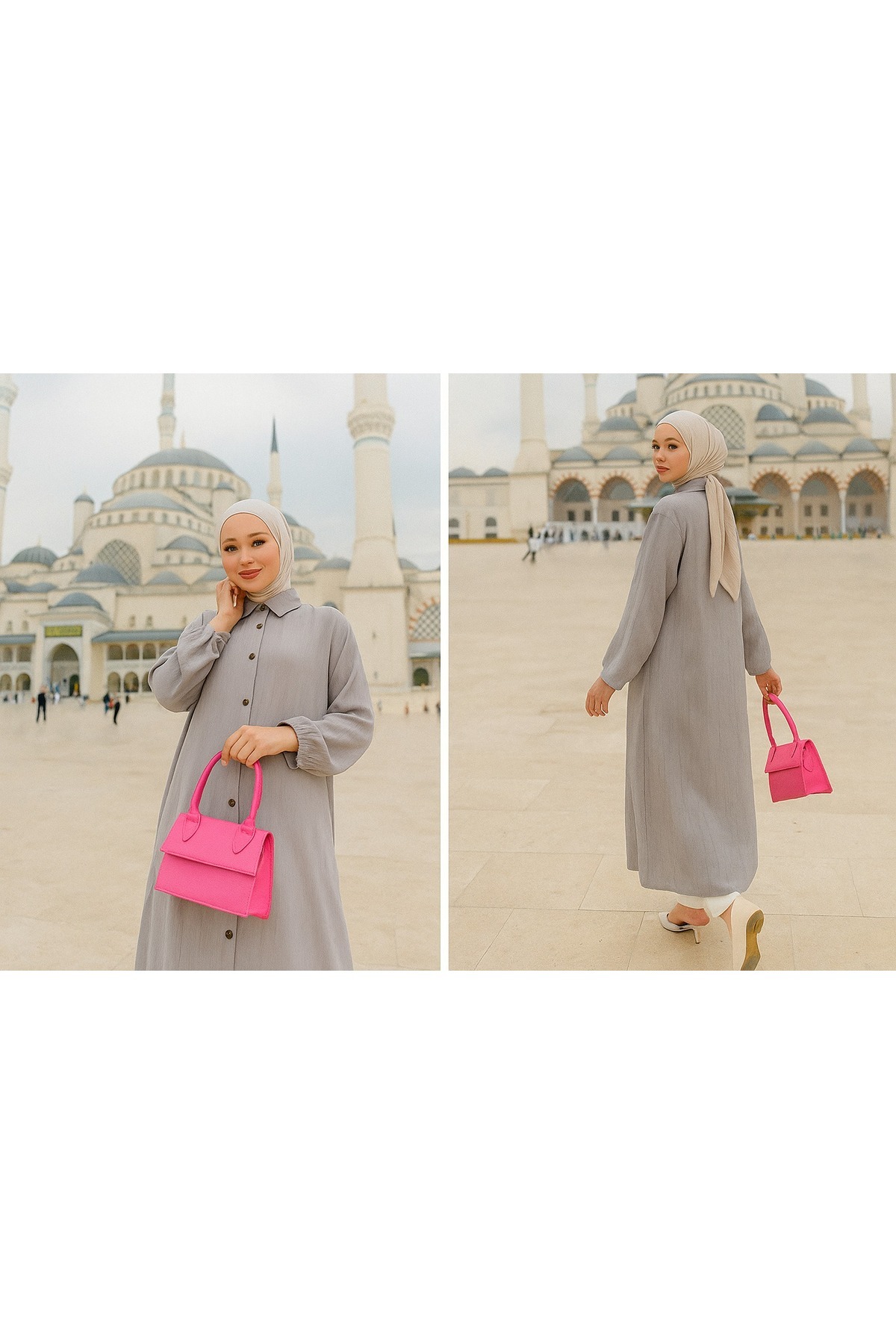 Diz Altı Boy Önden Düğmeli Pamuklu Tunik