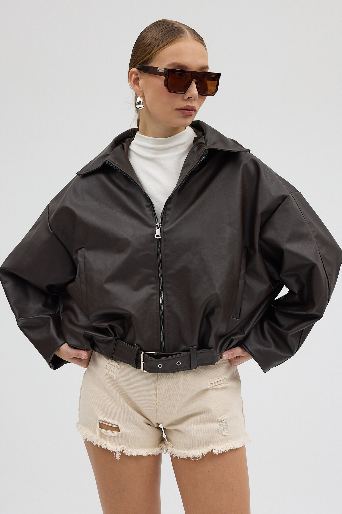 Yeni Sezon P&B Oversize Bomber Deri Ceket