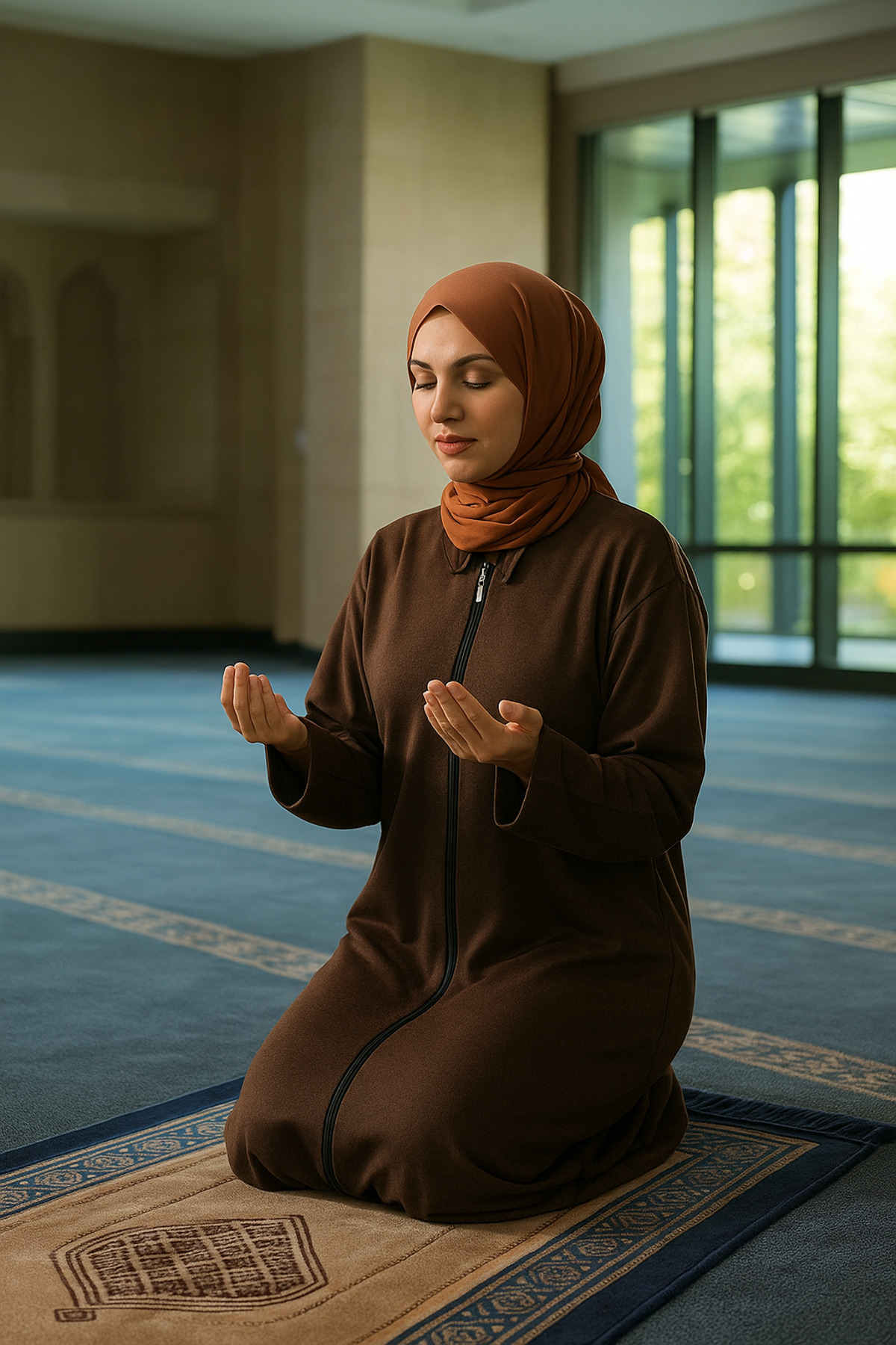 Hafif ve likralı Kumaştan Geniş Kesim Namaz Elbisesi & Namazlık & Sabahlık