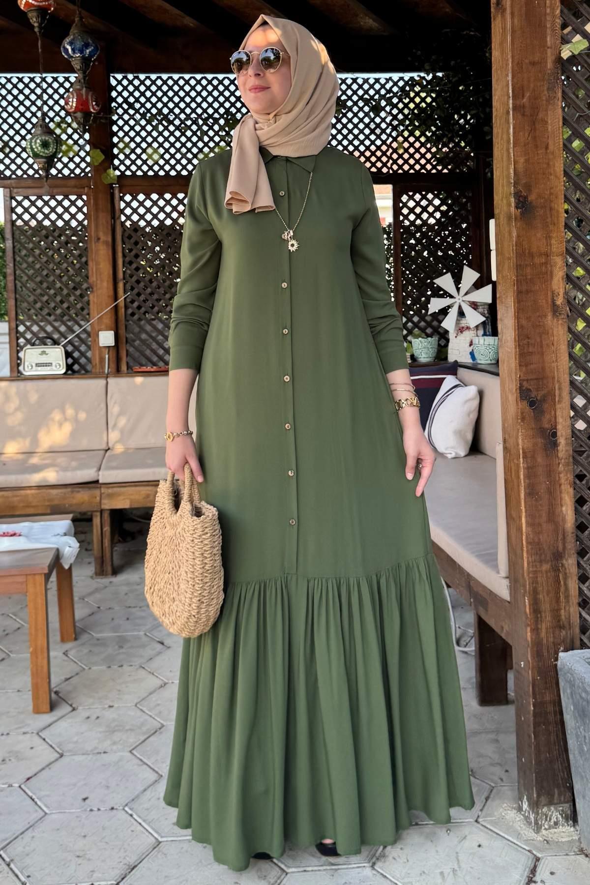 Süreyya Gömlek Elbise Haki