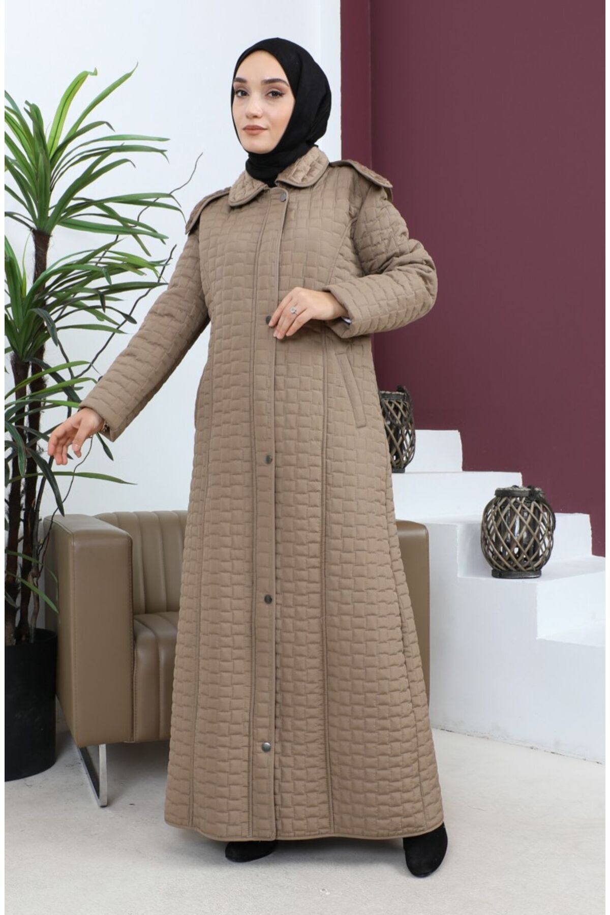 GİYİM BÜYÜK BEDEN ANNE KAPİTONE KIŞLIK UZUN MANTO