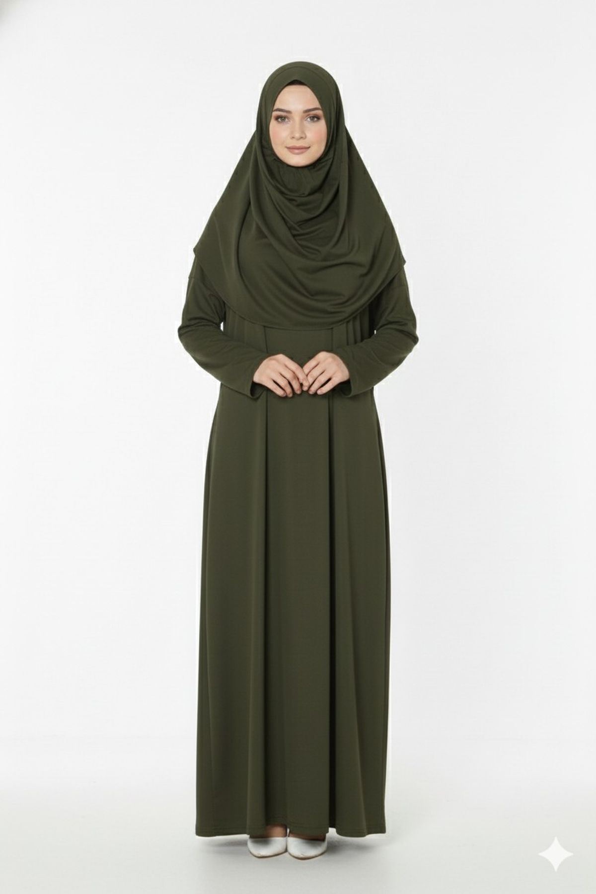 Kolay Giyilebilen Başörtülü Tek Parça Namaz Elbisesi